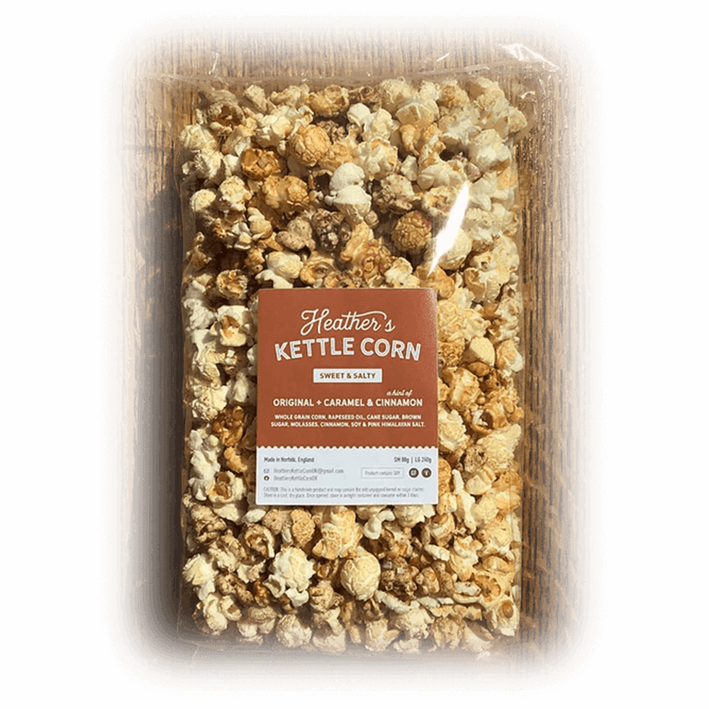 Heather's Kettle Corn Sweet & Salty Original + Caramel & Cinnamon Popcorn Mix